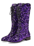 Purple Sequin Knee High Boots