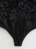 Black Strapless Sequin Bodysuit