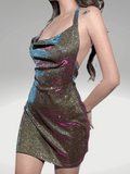 Khaki Sequin  Dress