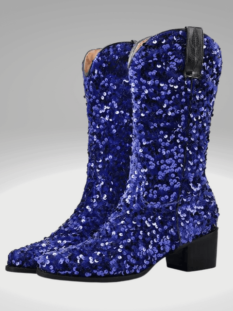 Blue Sequin Cowboy Boots