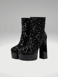 Black Sequin Boots