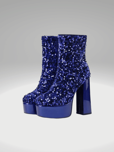 Blue Sequin Boots