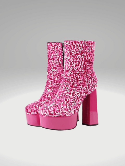 Pink Sequin Boots