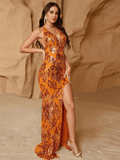 Burnt Orange Sequin Dress