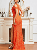 Orange Sequin Dress 