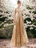 Long Gold Sequin Dress