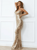 Gold Sequin Strapless Dress