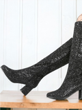 Glitter Knee High Boots black 