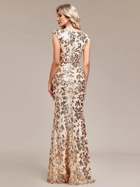 Rose Gold Sequin Prom Dress