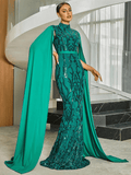 Green Glitter Prom Gown