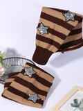 Glitter Striped Socks Knee High Brown