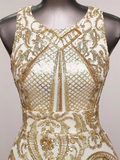 Gold Sequin Halter Dress