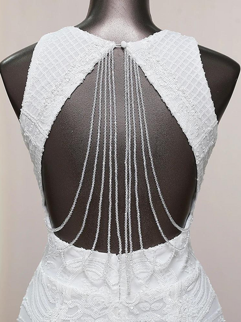 White Sequin Halter Dress