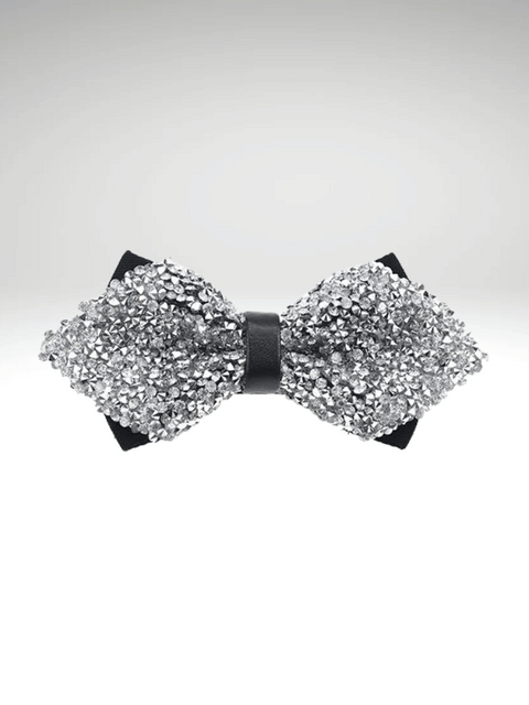 Silver Rhinestone Bow Tie