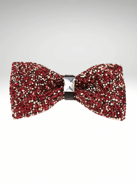 Burgundy Rhinestone Bow Tie