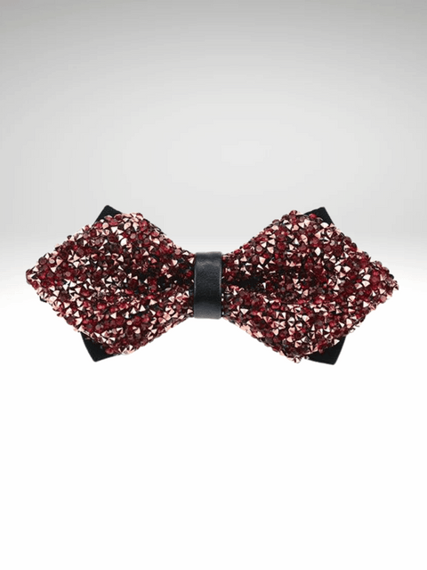 Burgundy Rhinestone Bow Tie