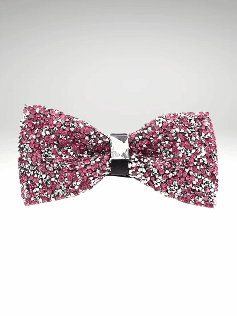 Pink Rhinestone Bow Tie