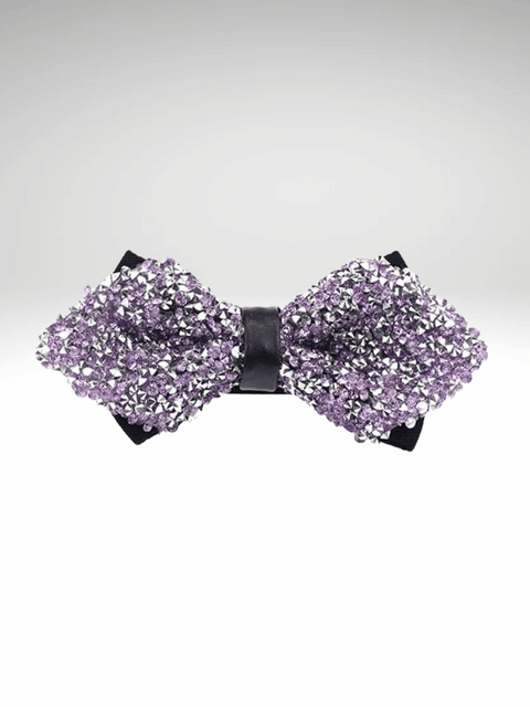 Purple Rhinestone Bow Tie