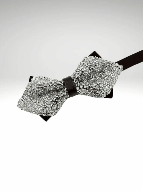 Silver Rhinestone Bow Tie