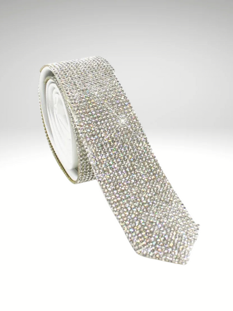 Silver Tie Rhinestone