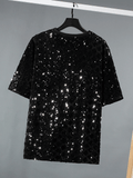 Black Men's Sequined Checkered Shirt