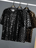 Men's Sequined Checkered Shirt