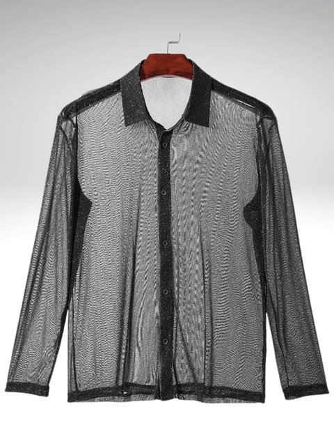 Black Men's Sequin Shirt Button