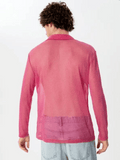 Pink Men's Sequin Shirt Button