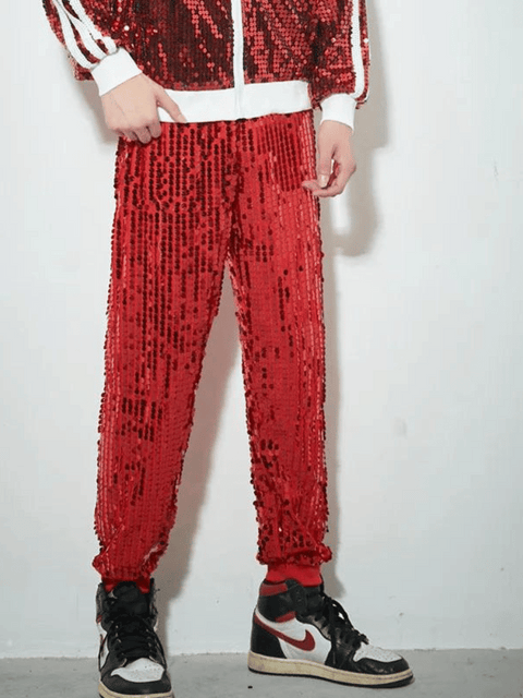 Mens Red Sequin Pants