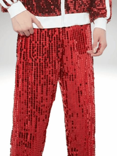 Mens Red Sequin Pants