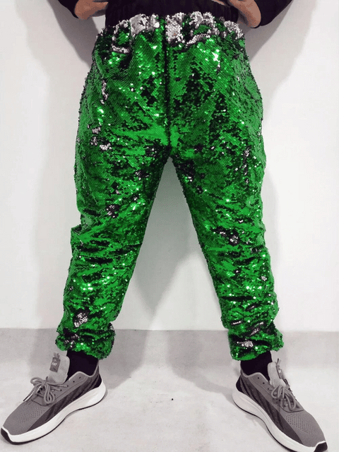 Green Sequin Pants Mens