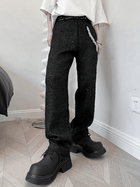 Mens Black Sequin Pants