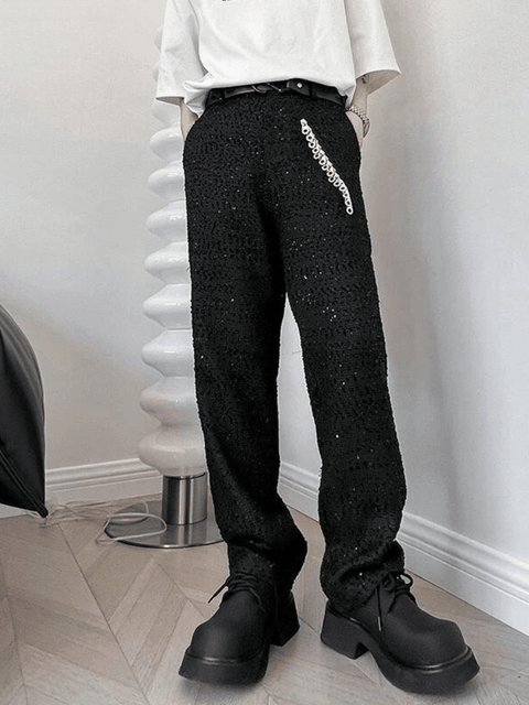 Mens Black Sequin Pants