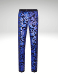 Floral Black_Blue Mens Sequin Pants