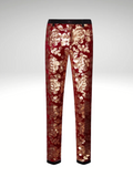 Floral Red Mens Sequin Pants