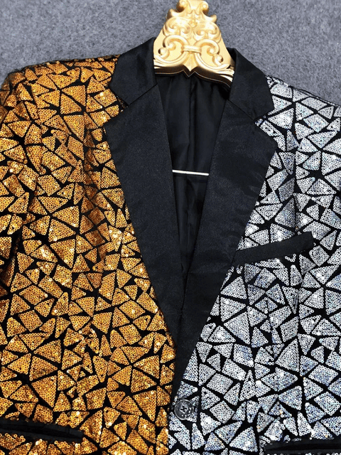 Gold_Silver Men's Two Tone Sequin Jacket