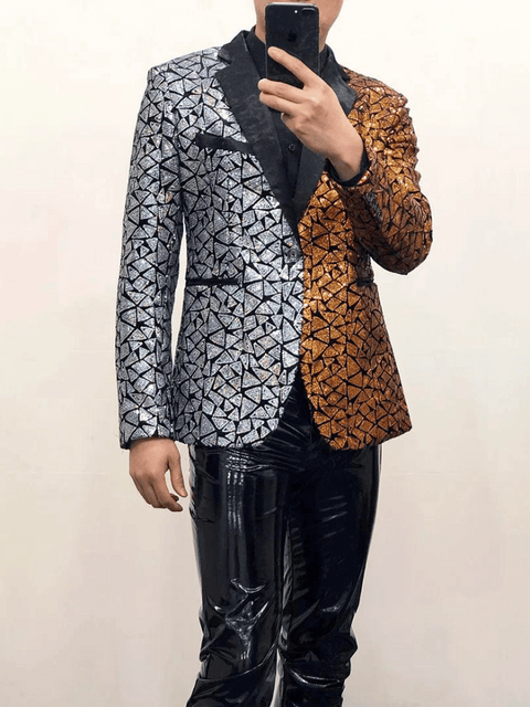 Gold_Silver Men's Two Tone Sequin Jacket