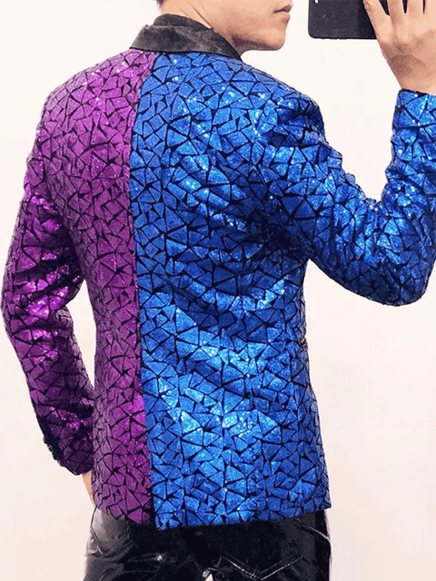 Purple_Blue Men's Two Tone Sequin Jacket