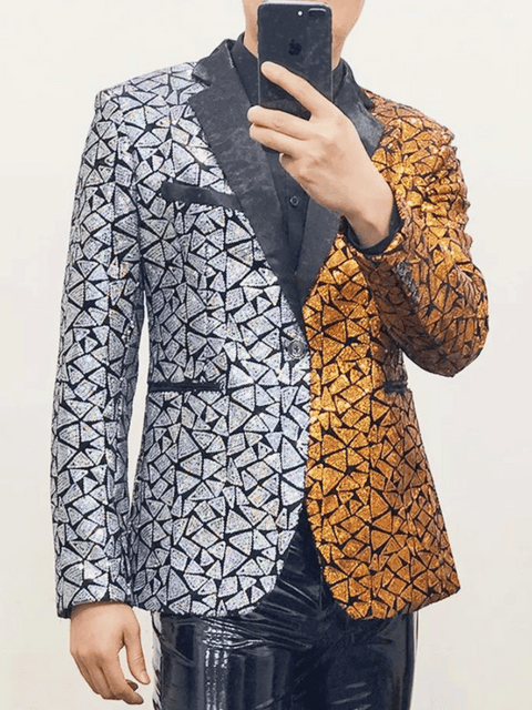 Gold_Blue Men's Two Tone Sequin Jacket