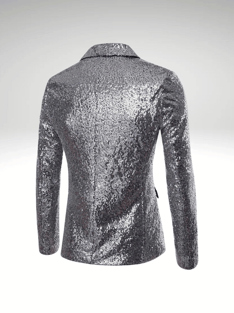 Silver Mens Sequin Suit Jacket