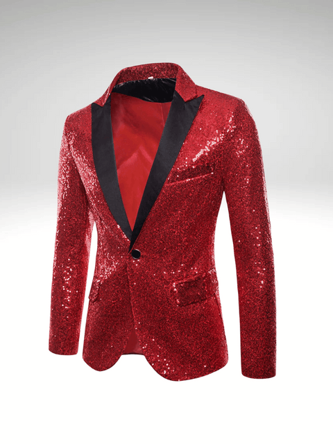 Red Mens Sequin Suit Jacket