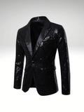 Black Mens Sequin Suit Jacket