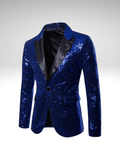 Blue Mens Sequin Suit Jacket