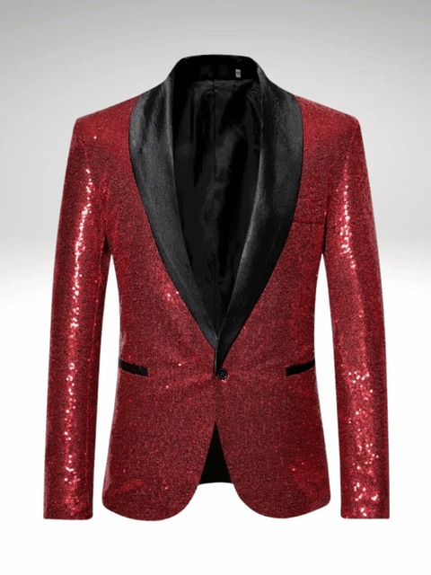 Red Men's Sequin Suit Jacket