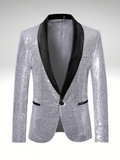 Silver Men's Sequin Suit Jacket