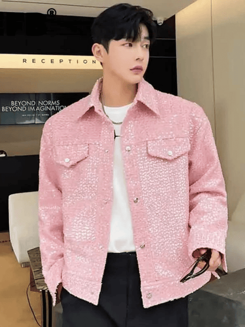 Pink Sequin Jacket Men