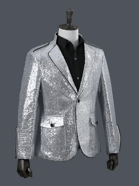 Mens Silver Glitter Jacket