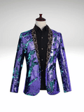 Purple_Blue Sequin Suit Jacket Mens