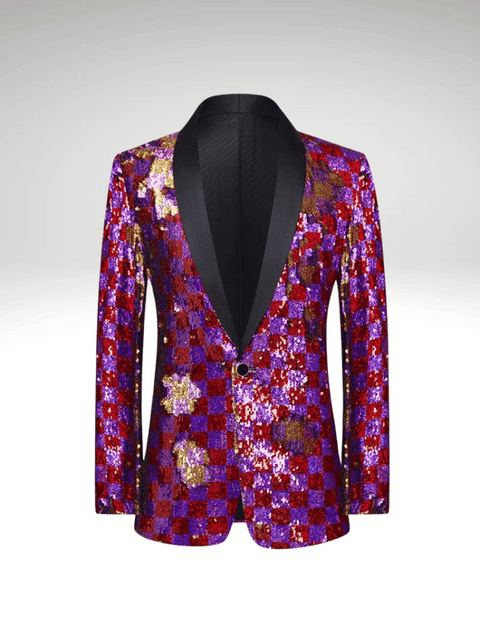 Purple Sequin Suit Jacket Mens