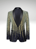 Gold_Black Sequin Suit Jacket Mens